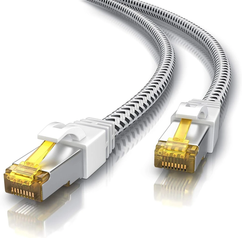 Csl cat 7 tinklo kabelis, gigabitinis, ethernet, lan kabelis, pimf ekranavimas su rj 45 jungtimi, jungiklis, maršrutizatorius, modemo prieigos taškas, baltas