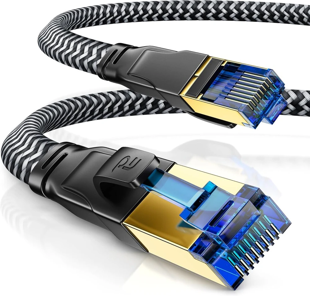 Csl Cat.8 plokščias tinklo kabelis, 40 Gbit/s, medvilninis apvalkalas, 3m