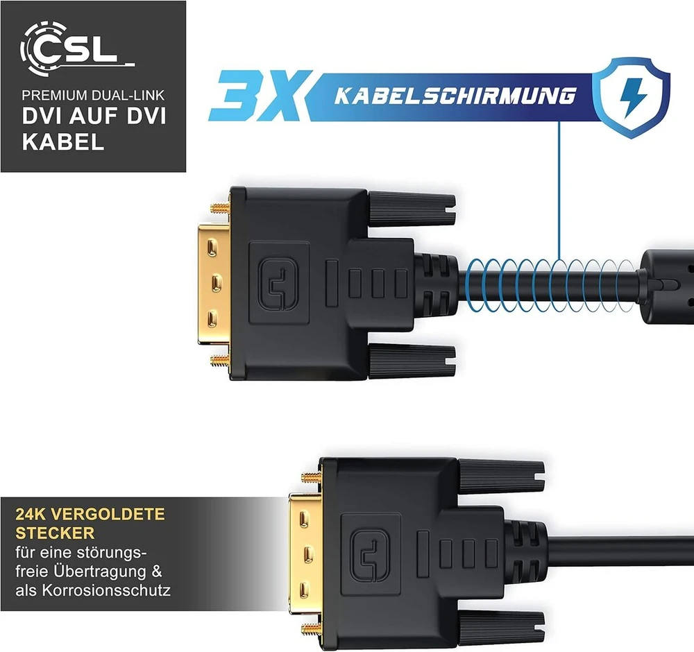 Csl - didelės spartos dvi į dvi kabelis | dual link 24+1 | paauksuoti kontaktai | hdtv raiškos iki 2560x1600