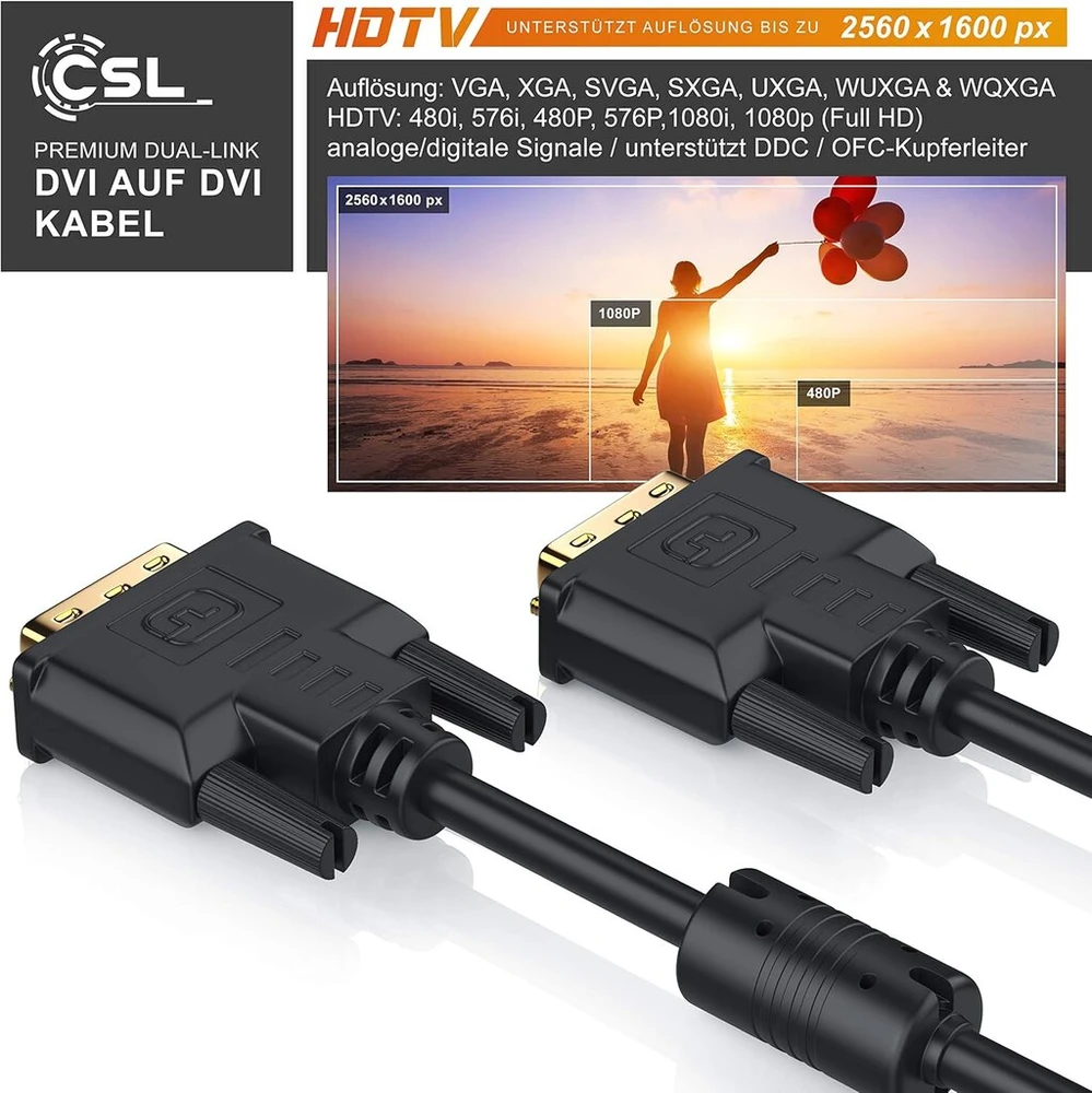 Csl - didelės spartos dvi į dvi kabelis | dual link 24+1 | paauksuoti kontaktai | hdtv raiškos iki 2560x1600