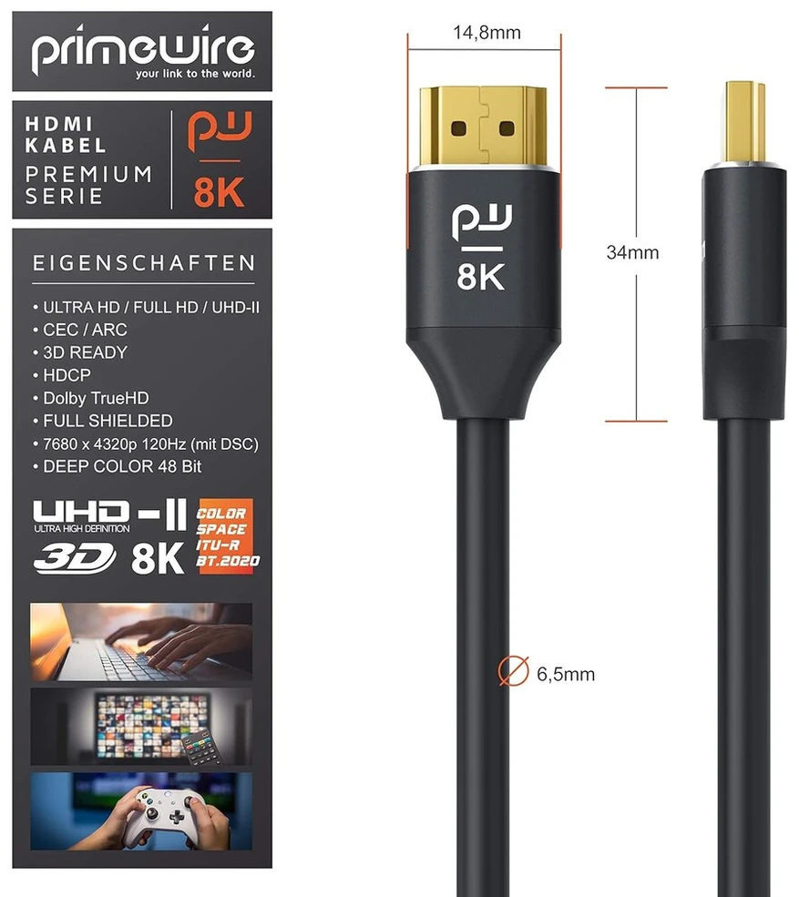 Csl - hdmi kabelis 8k - 4 m - 8k @ 60hz 4k @ 120hz su dsc arc 3d high speed ethernet hdtv uhd ii - dynamic hdr-10+ - variable refresh rate vrr - dolby vision - compatible ps5 ps 5 XBOX series x