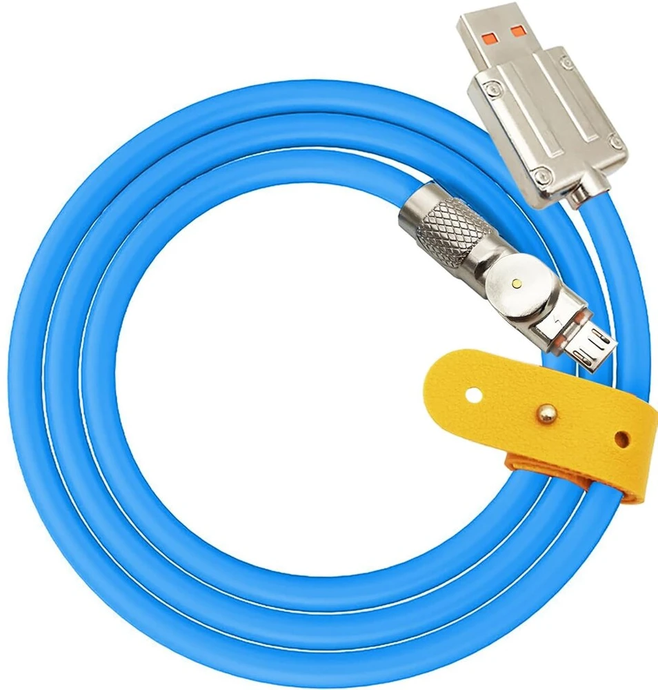Ctricalver Micro Usb kabelis (1 m), 10 W itin greito įkrovimo kabelis, cinko lydinio alkūnė, 180° besisukantis greito įkrovimo kabelis, su duomenų perdavimo funkcija (skirtas Micro Usb sąsajai, mėlynas)
