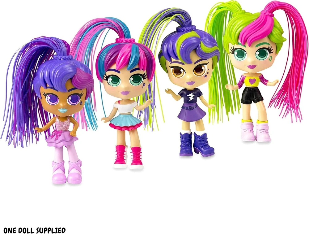 Curli Girls 82093 Single Pack Haily by Silverlit, plaukų stilizavimo lėlės, lėlės su magiškais plaukais, su priedais, lėlė 15 cm, spalvinga, nuo 3 metų