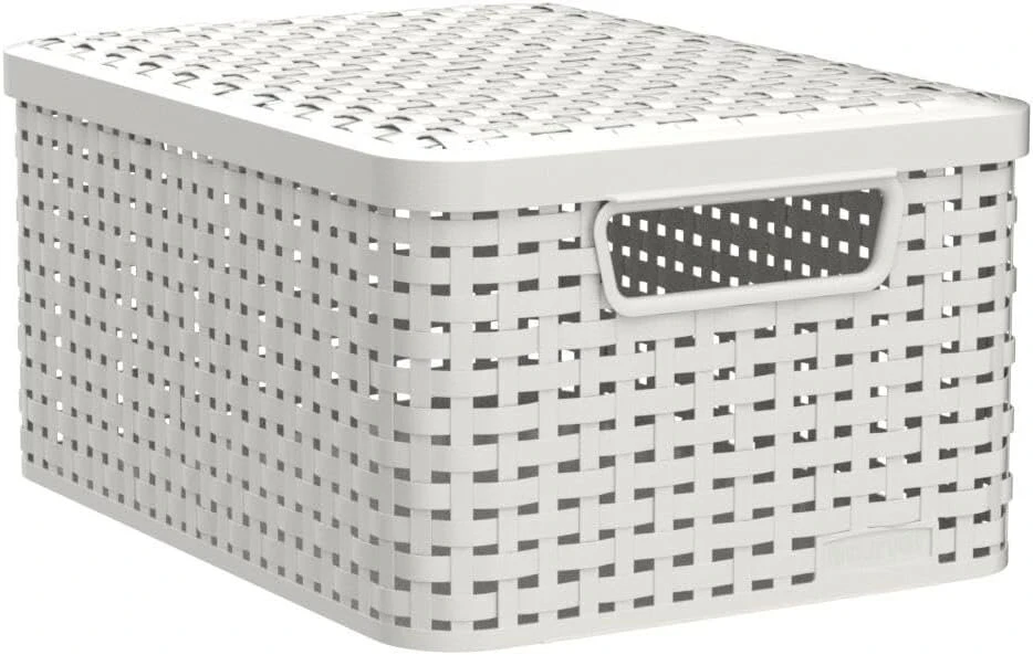 Curver 240586 dėžė daiktams rattan-look plastikas dramblio kaulo spalvos dydis S 29 x 20 x 13 cm