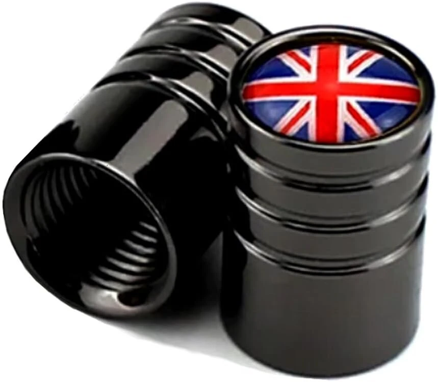 Customprivé Juodas Union Jack aliumininiai universalūs motociklų triračių keturračių motorolerių automobilių ventilių dangteliai