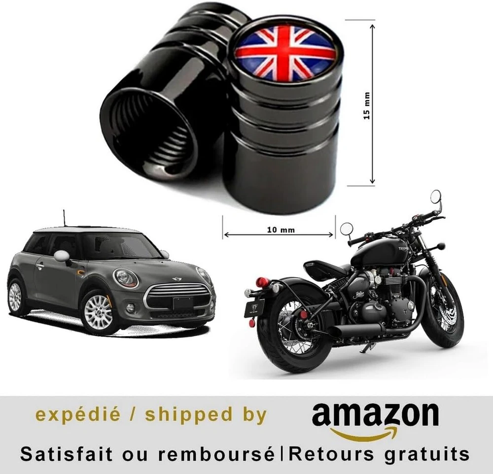 Customprivé Juodas Union Jack aliumininiai universalūs motociklų triračių keturračių motorolerių automobilių ventilių dangteliai