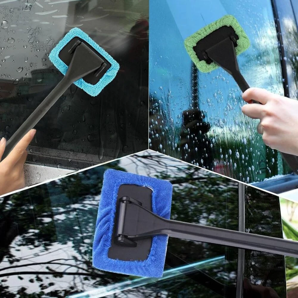 Cutiolly automobilinis stiklų valiklis, automobilio stiklų valiklis, teleskopinis stiklų valiklis viduje, stiklų valiklis automobilio salonui, langų valiklis automobiliui su 4 plaunamais mikropluošto padeliais