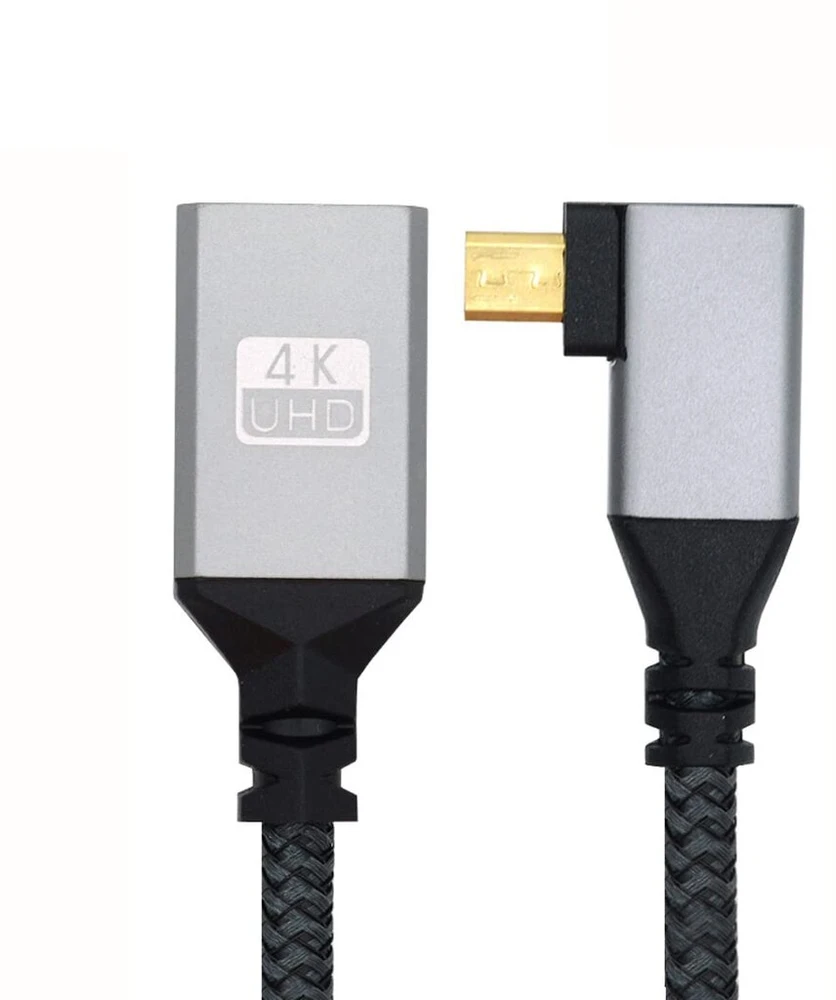 Cy 4k kabelis, D tipo Micro Hdmi 1.4 jungtis, 90 laipsnių kampu į dešinę, į Hdmi lizdo prailginimo kabelį, skirtą Dv Mp4 kamerai, Dc nešiojamam kompiuteriui, Hdtv