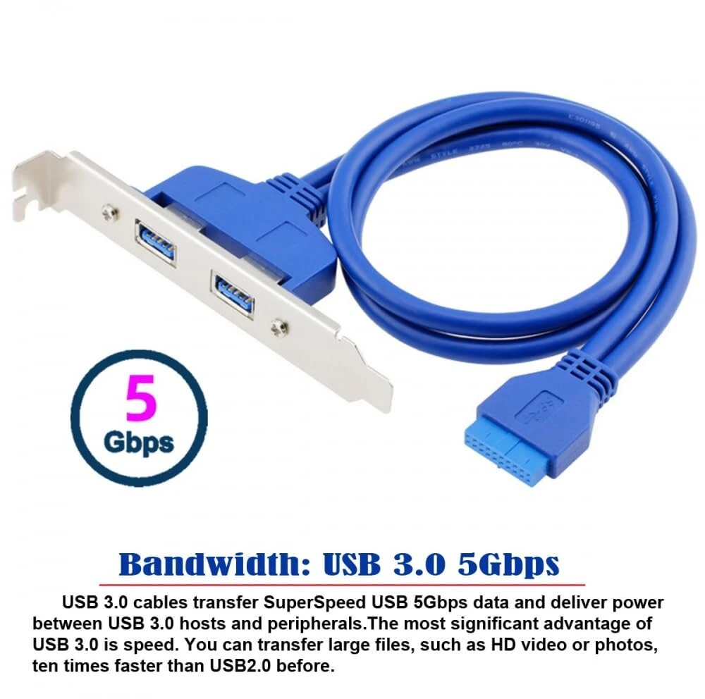 Cy -cable vidinis dviejų portų usb 3.0 moteriškas kabelis, skirtas montuoti į motininę plokštę 20 kontaktų panelės kabelis