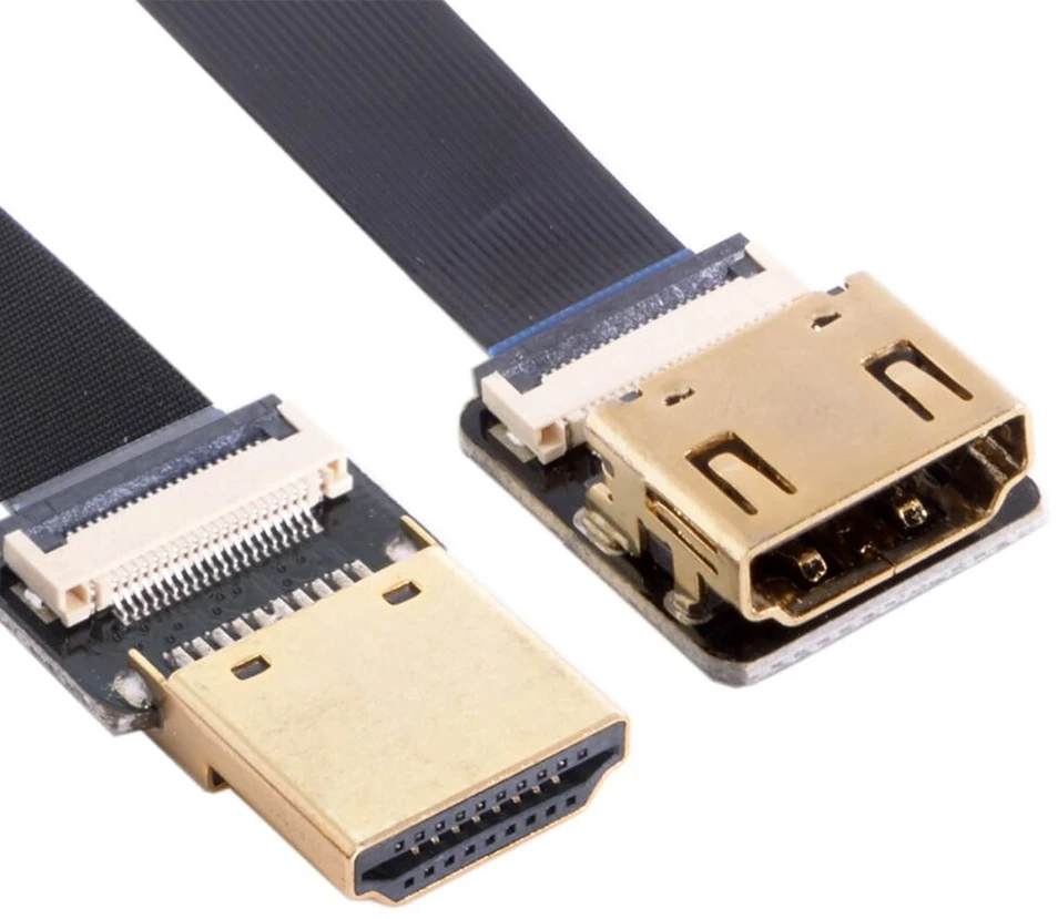 Cy cord itin plonas hdmi mama į hdmi mama prailginimo fpc plokščias kabelis 1080p, skirtas fpv hdtv multikopteriui, oro fotografijai a4-a4 (50cm)