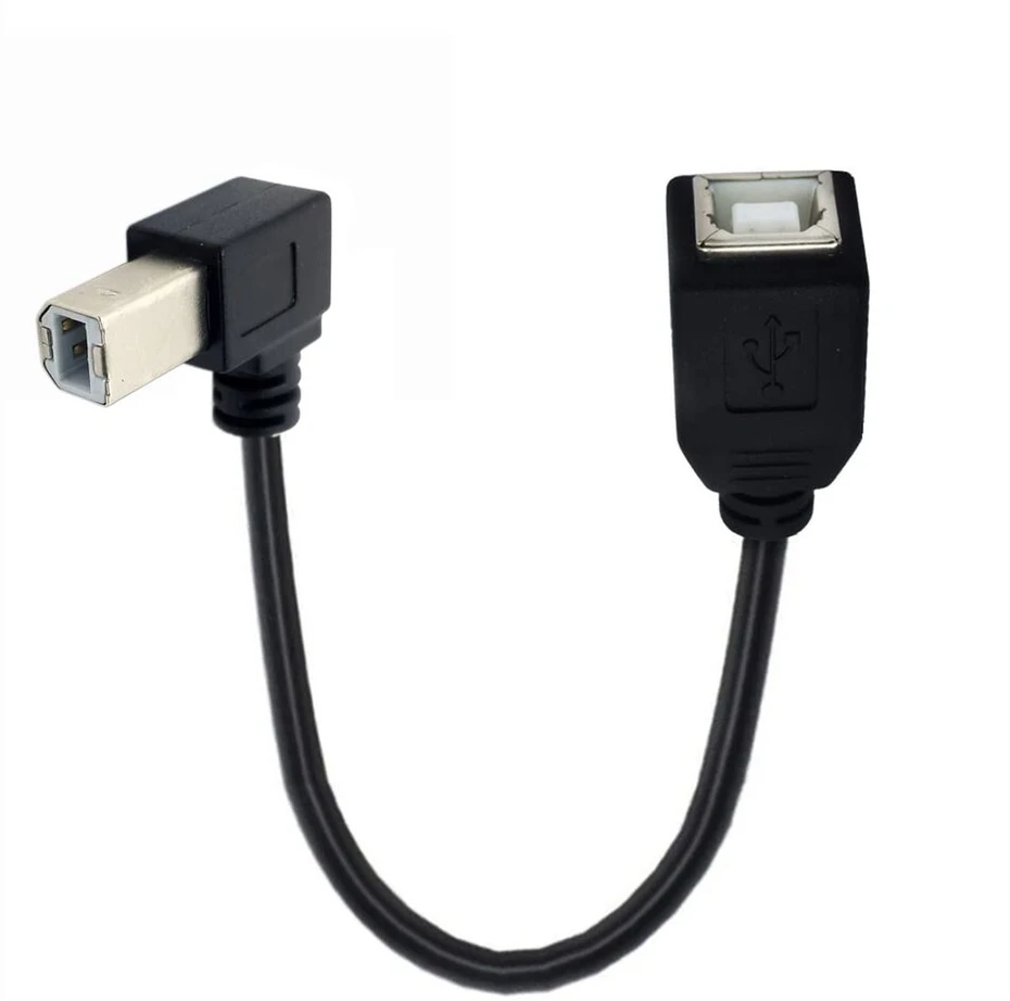 Cy usb 2.0 b tipo tėviškas-moteriškas prailginimo kabelis, kairinis kampas 90 laipsnių, 20 cm, skirtas spausdintuvui, skaitytuvui, diskui