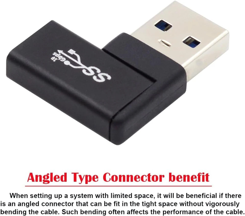 Cy usb c female į usb 3.0 a male duomenų adapteris plokščias horizontalus 90 laipsnių kairysis kampas, skirtas nešiojamam kompiuteriui