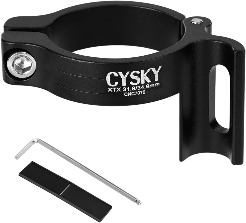 Cysky Priekinio perjungiklio adapteris, skirtas lituoti, 34,9 mm su 31,8 mm konvertavimo tarpikliu, reguliuojamas priekinio perjungiklio spaustukas, skirtas Mtb plento dviračiui