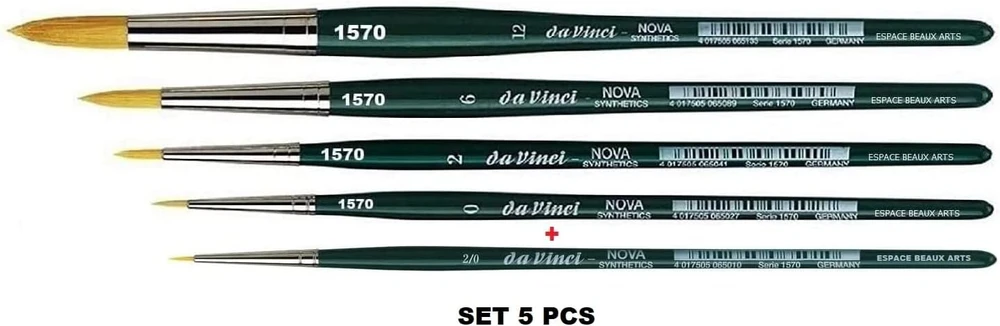 Da vinci nova series 1570 akvarelinis apvalus sintetinis teptukas, dydis nr. 2/0, 0, 2, 6, 12. pagaminta vokietijoje