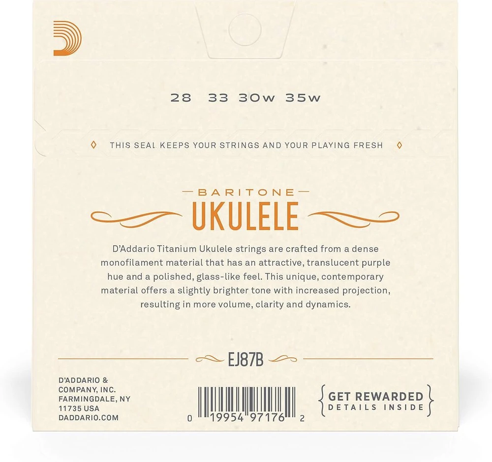D'addario Ej87b Titanium baritoninės ukulele stygos