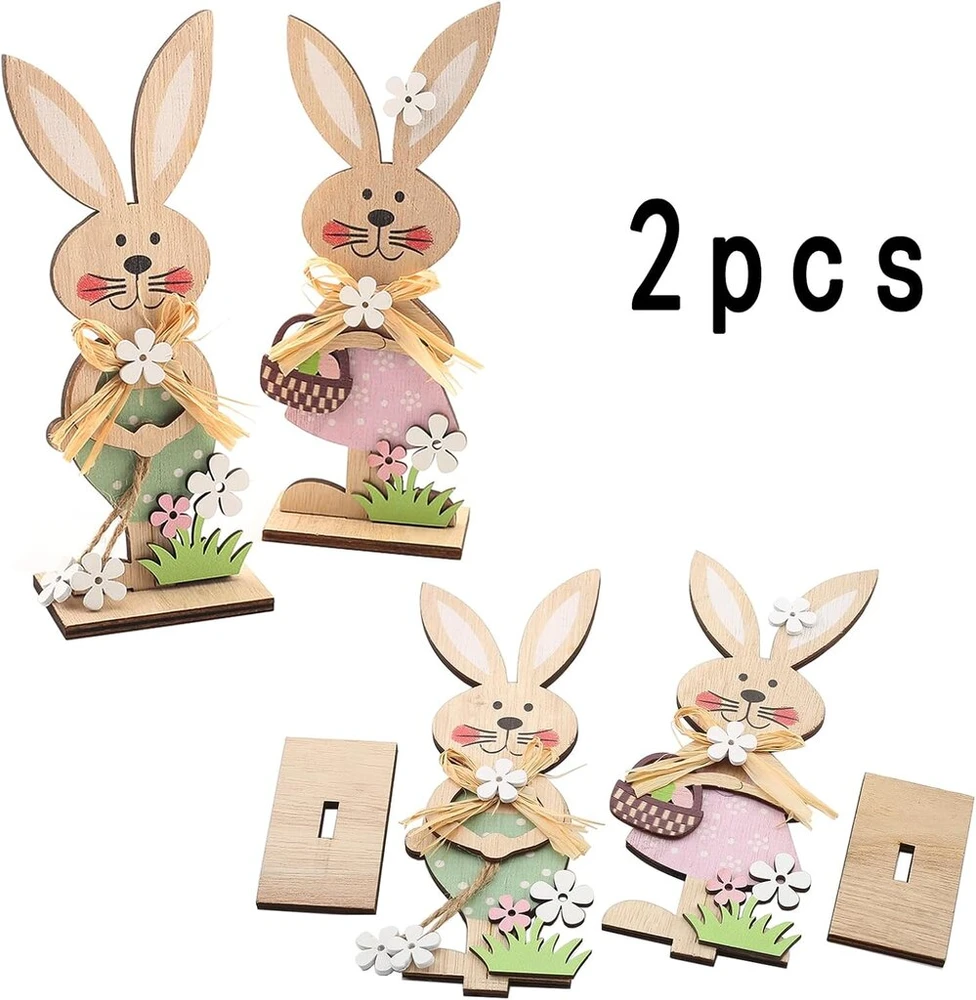 Dahi medinis velykinis dekoratyvinis stovas velykinio zuikučio dekoracija medinė velykinė dekoracija medinio triušio dekoratyvinis stovas velykoms, velykinė dekoracija (rabbit)