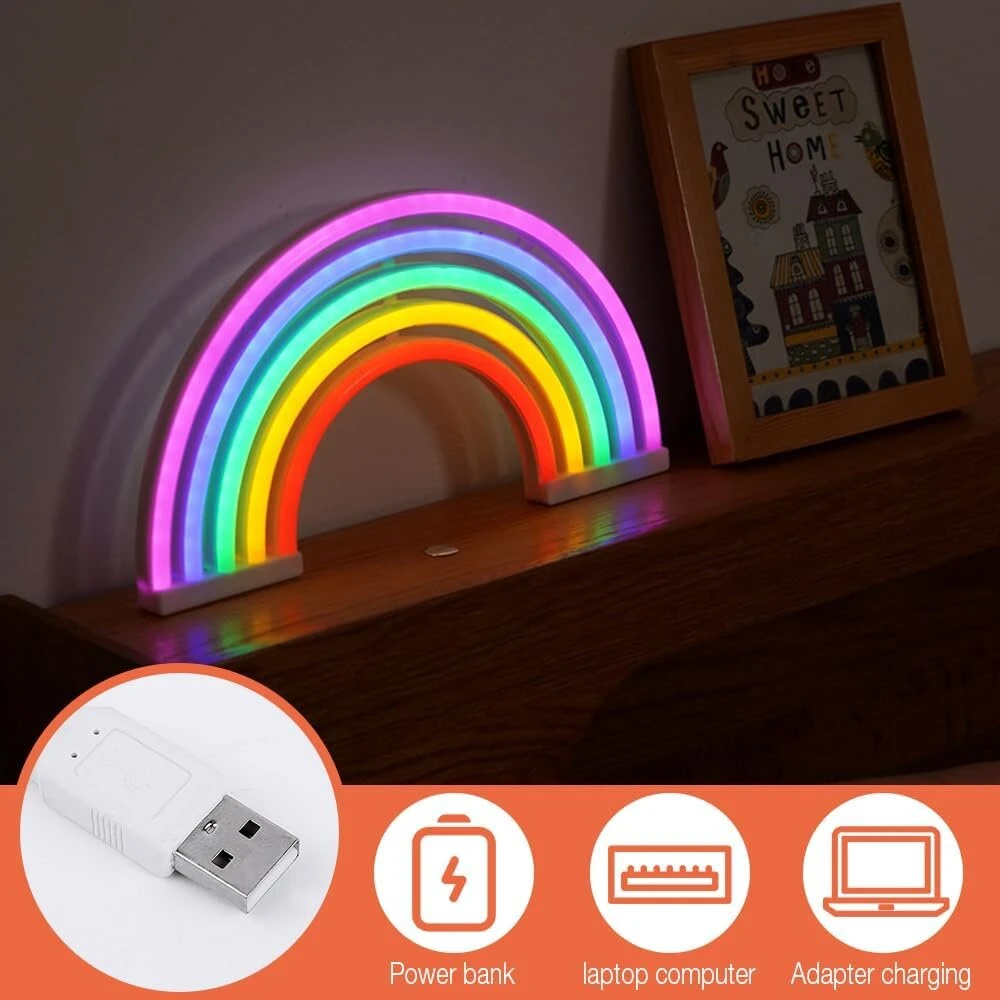 Dajasd led debesies neoninis ženklas, led debesies neoninis ženklas su maitinimu baterijomis arba usb, led ženklas, led žaidimų kambario dekoracija svetainei, vaikų kambariui, barui, žaidimų kambariui, vakarėliui - vaivorykštė
