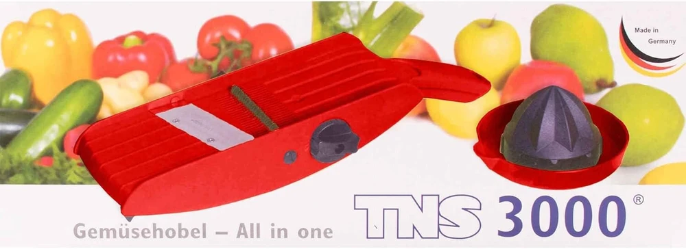 Daržovių pjaustyklė Raudona Tns 3000 Multi Grater, agurkų pjaustyklė, Julienne pjaustyklė „viskas viename“ pjausto smeigtukus arba kubelius, storai arba plonai