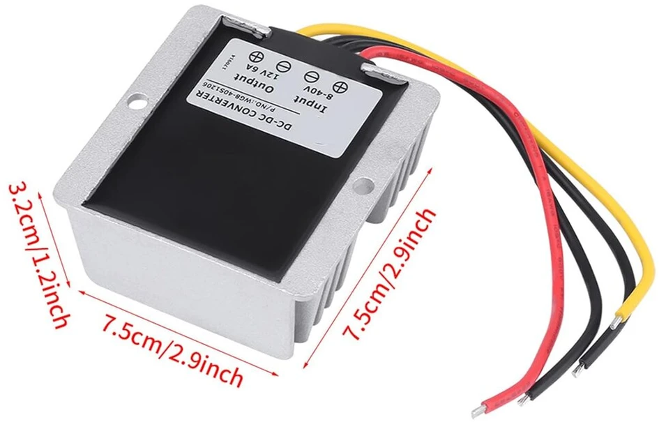 Dc įtampos keitiklis dc8v~40v į dc12v 6a 72w automatinis step up step down keitiklis įtampos reguliatorius boost buck modulis vandeniui atsparus aliuminio lydinio korpusas