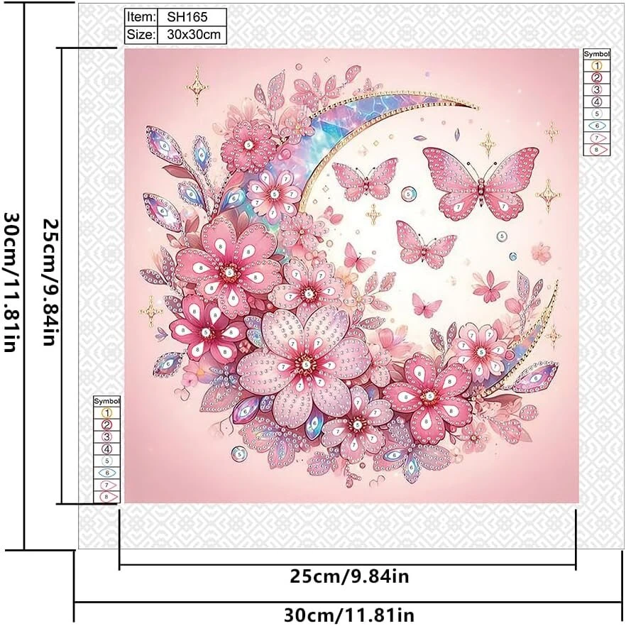 Dcidbei "pasidaryk pats" deimantų tapybos paveikslai gėlės mėnulis 30 x 30 cm deimantų tapybos vainikas mėnulio gėlės deimantų tapyba specialūs kalnų krištolai kalnų krištolų siuvinėjimas deimantų tapyba pagal skaičius kryželiu