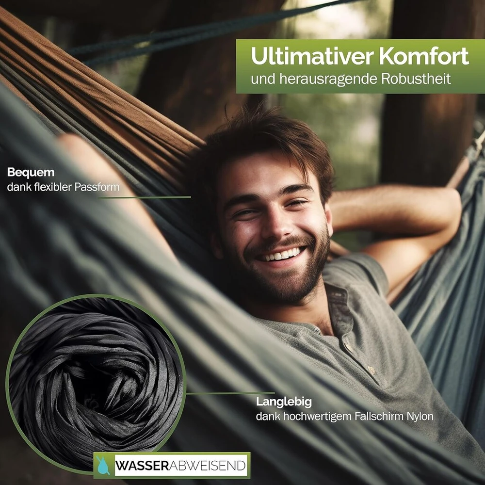 Dd Hammocks Hamakas stovyklavimui - itin lengvas hamakas lauke, puikios dovanos stovyklavimui, hamakas stovyklavimui lauke, hamakas 1 asmeniui su dirželiais medžiui + karabinas