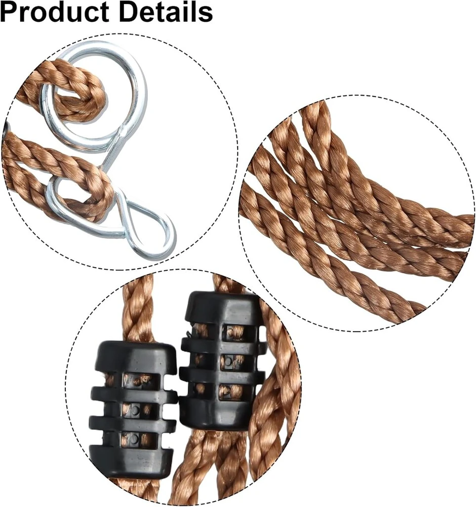 Dd Hammocks Sūpynių tvirtinimo dirželiai, 2 vnt., 1,8 m reguliuojamos sūpynių virvės, pakabinamos kėdės tvirtinimas su nerūdijančio plieno karabinais, skirtas žaidimų aikštelės sūpynėms, hamakams, jogai, vidaus, lauko