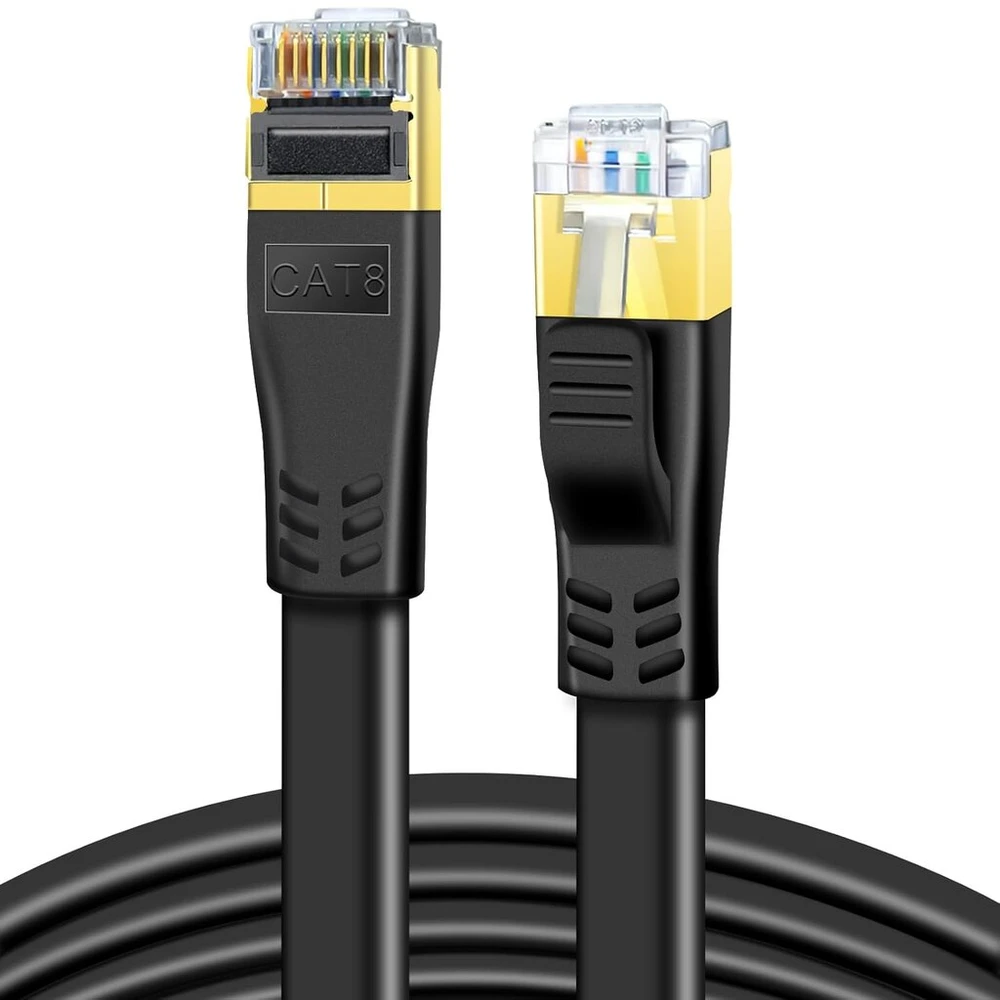 Ddmall Cat 8 Ethernet kabelis, 2 vnt., 3m, 40 Gbps, 2000 Mhz, plokščias