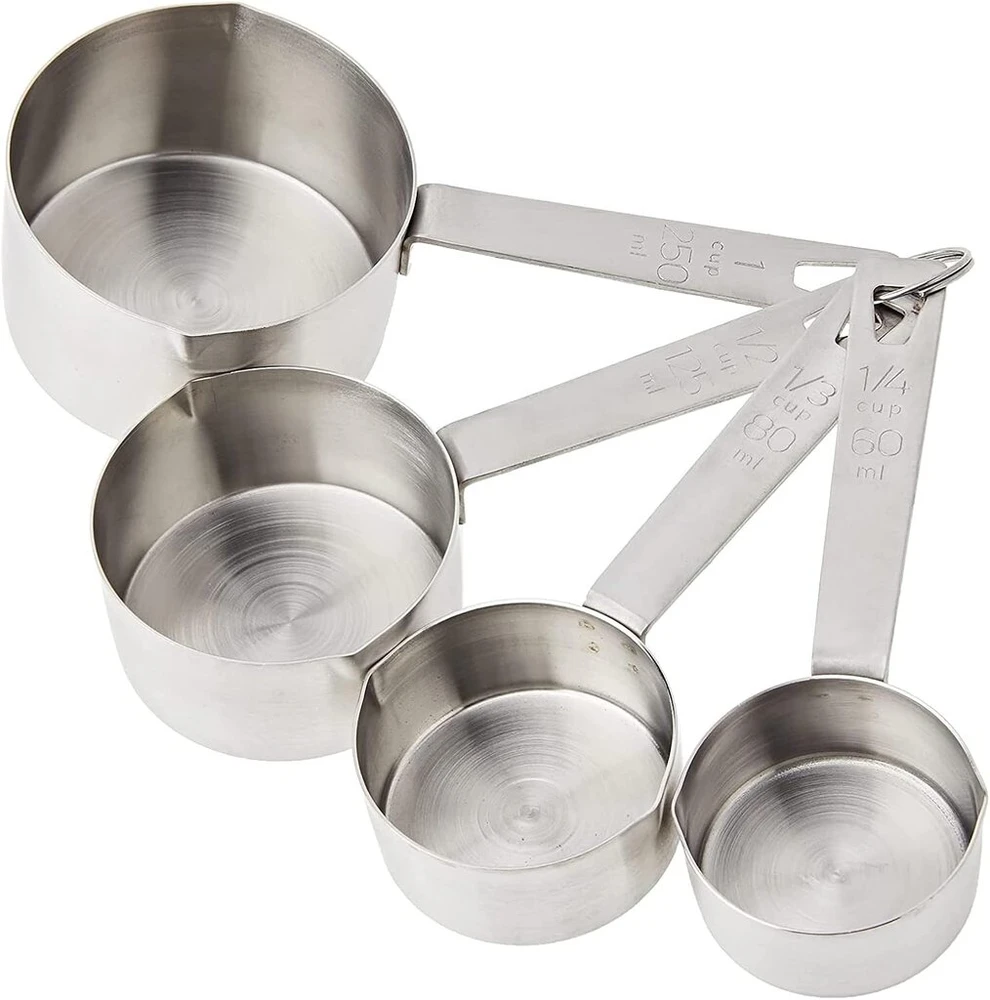 De Buyer 4827.02 Nerūdijančio plieno matavimo puodelių rinkinys, 4 vnt., 60, 80, 125, 250 ml talpos