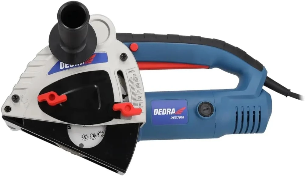 Dedra Ded7918 sienų freza 1500 W, pjovimo disko skersmuo 125 mm, 3 m kabelis, 8500 aps./min. / 1 minutė didelis našumas, griovelio gylis nuo 8 mm iki 30 mm, sustiprintas plastikinis korpusas