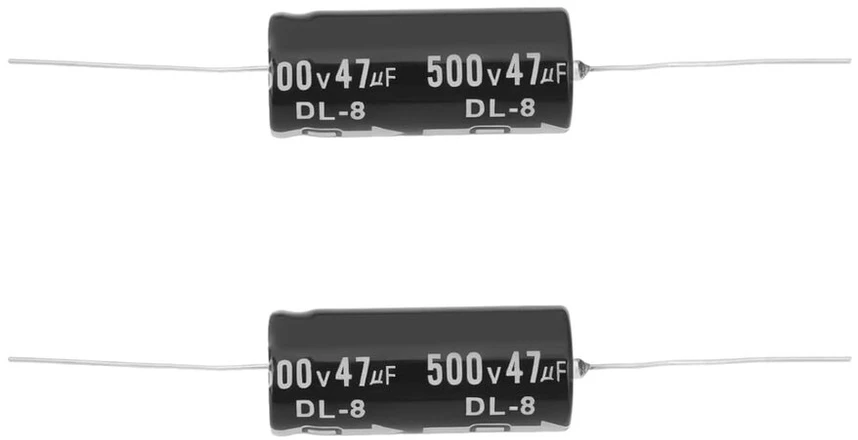 Default 2 vnt. 47uf 500v ašinis kondensatorius 43 x 18 mm