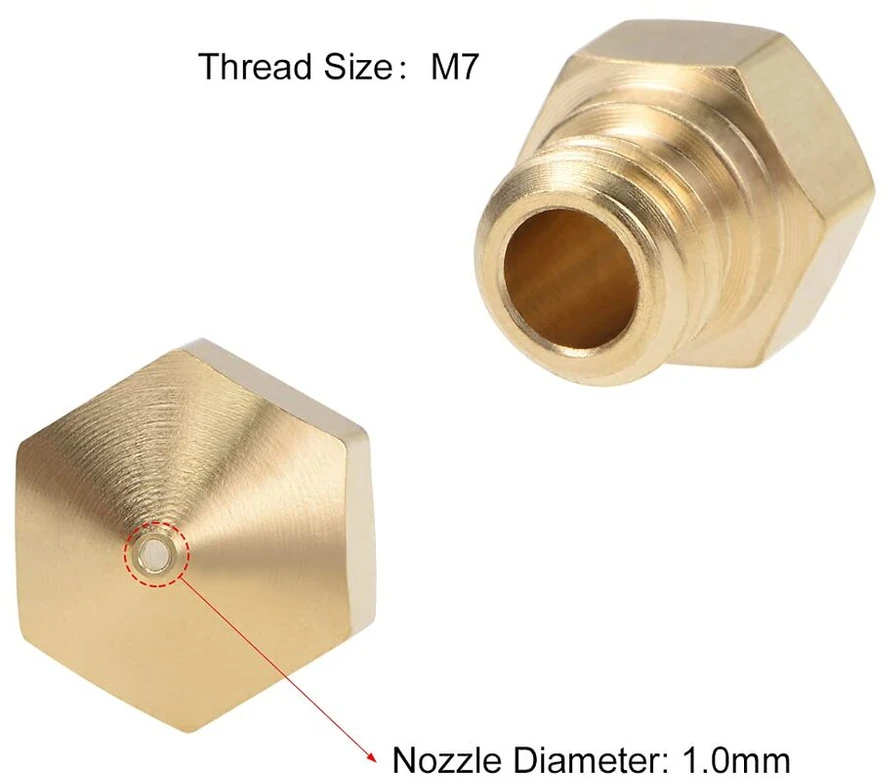 Default 3d spausdintuvo antgalis Mk10, M7 sriegis, 0.2 mm, 1.75 mm