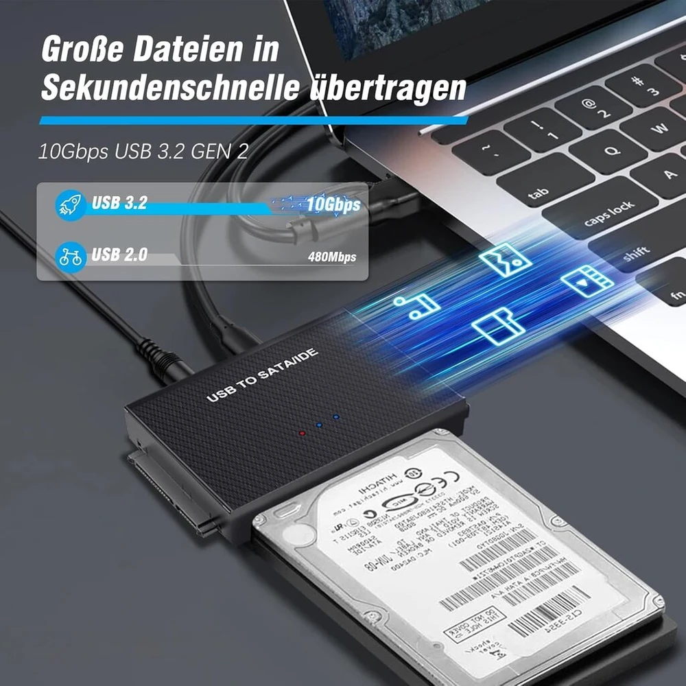 Default Adapteris Sata/ide į Usb 3.2 su maitinimo bloku 2.5/3.5" Hdd
