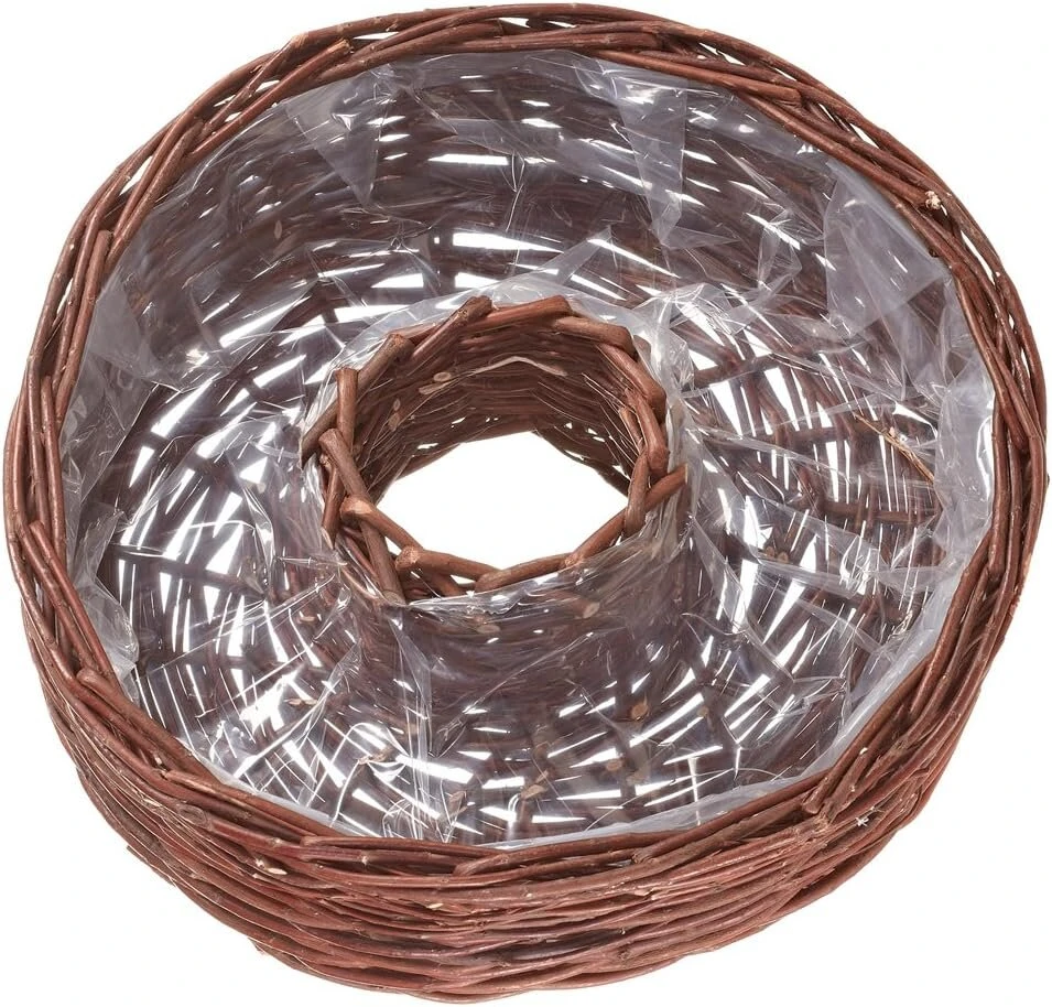 Dehner pintas krepšelis su folija sodinimui, aukštis 12 cm, skersmuo 40 cm, rudas vytelis