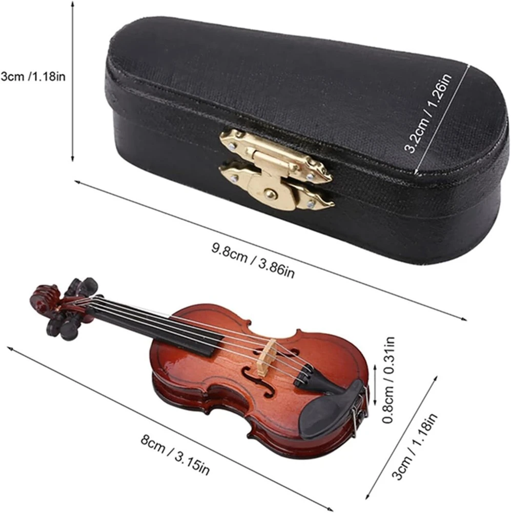 Dėlionė Dekaim muzikos instrumento modelis, miniatiūrinis smuiko modelis, mediniai rankdarbių ornamentai, su stovu, lėlių namelio aksesuarai, dovana