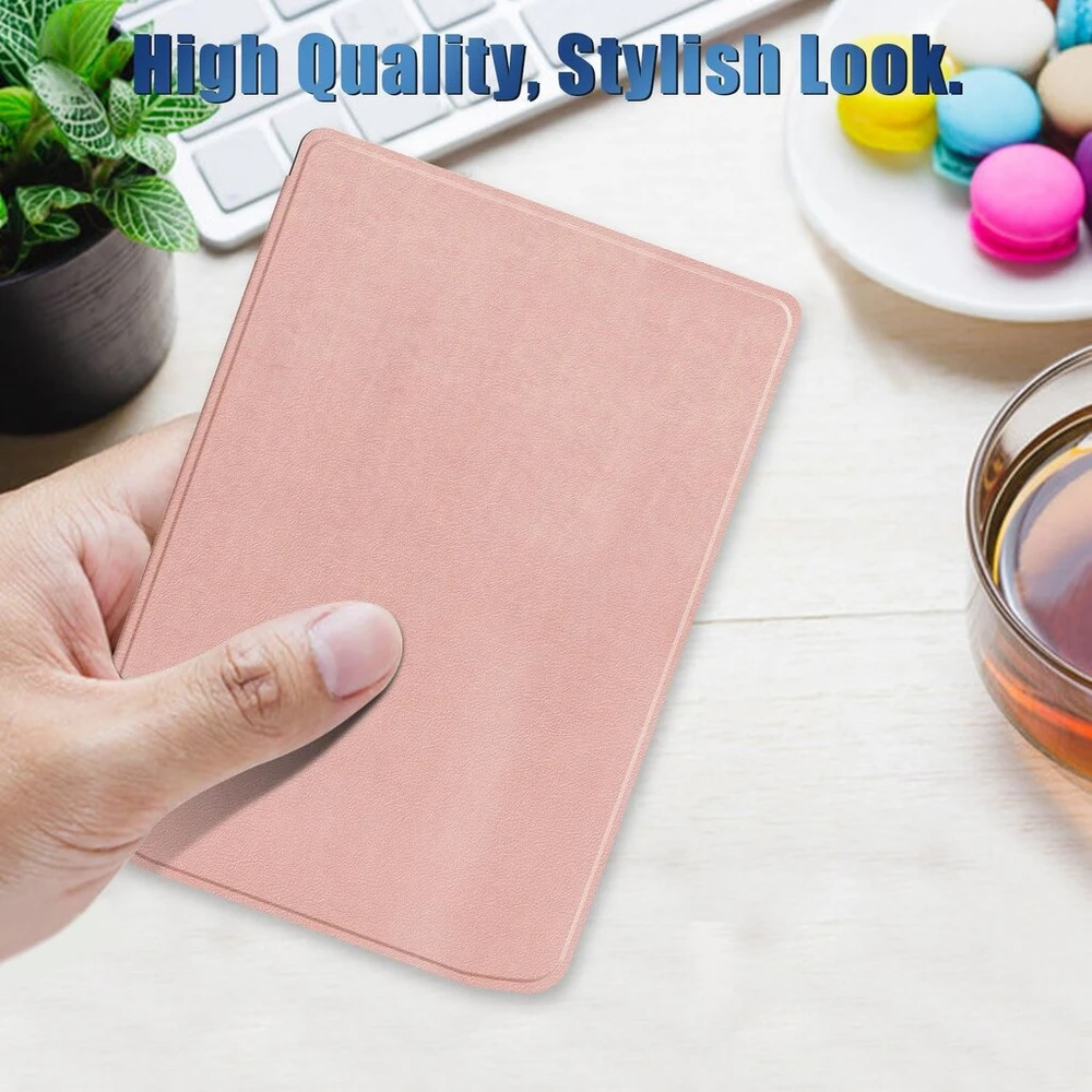 Dėklas, skirtas Pocketbook Verse Pb629 / Verse Pro Pb634 e-skaitykliui 6 colių atverčiamas dėklas su automatine miego/budėjimo funkcija, rožinio aukso spalvos