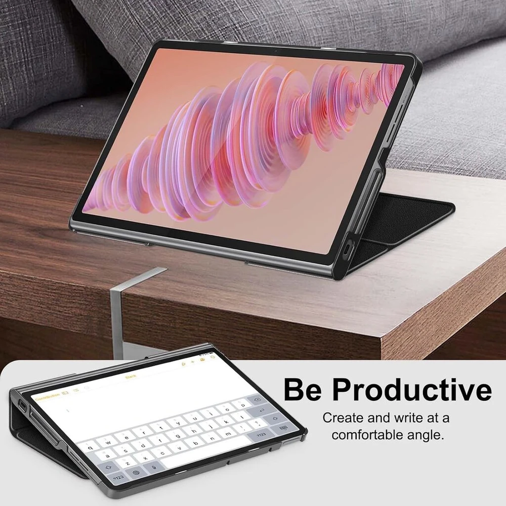 Dėklas, suderinamas su Lenovo Tab Plus planšetiniu kompiuteriu (tb351fu) 11,5 colio, su rašiklio laikikliu ir dokumentų skyriumi, juodas