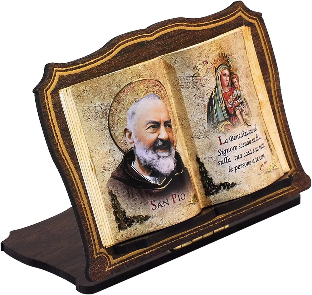 Dekoratyvinė knyga "san Padre Pio" ant medžio, 17x12 cm