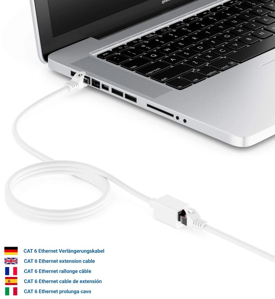 Deleycon 1 m Cat6 Patch kabelio ilgintuvas Ethernet Lan tinklo kabeliui interneto kabelis - Rj45 kištukas į Rj45 lizdą S/ftp Pimf 250 Mhz varinis - baltas