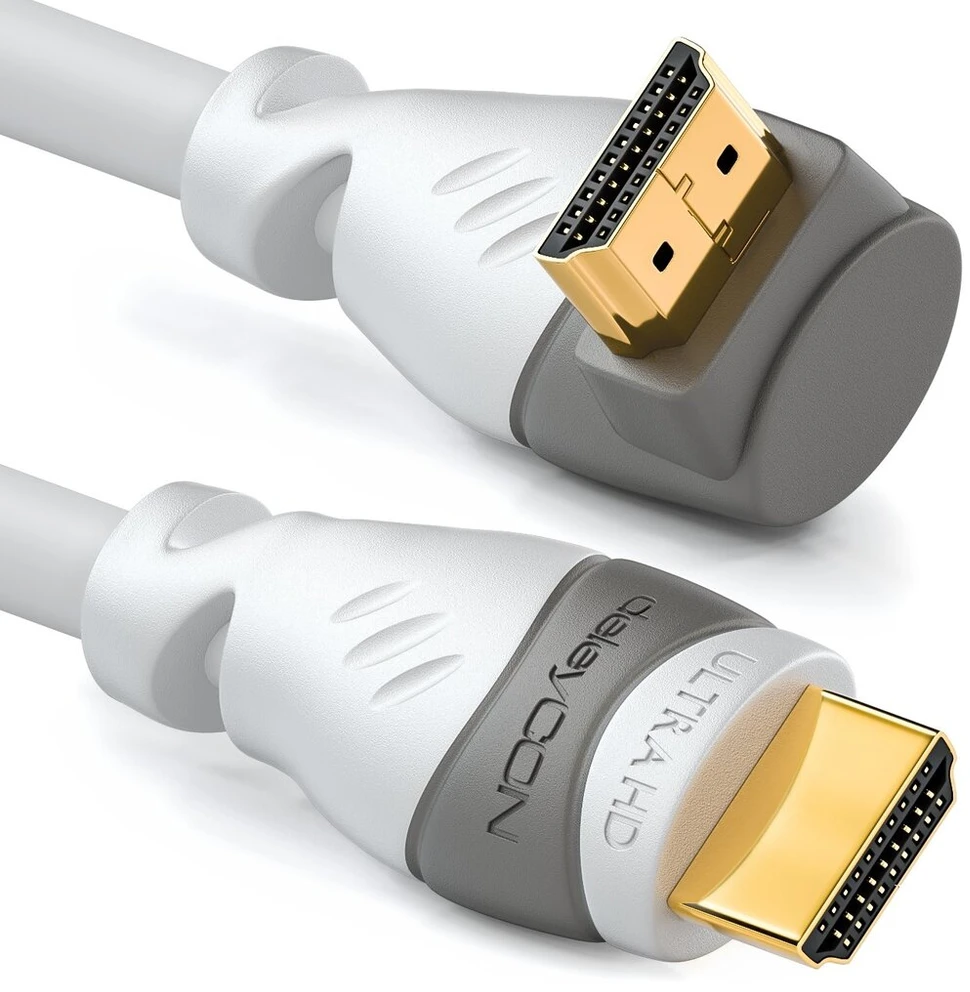 Deleycon 10 m hdmi 270° kampinis kabelis - suderinamas su hdmi 2.0/1.4 - uhd 4k 3d 1080p 2160p arc - baltas
