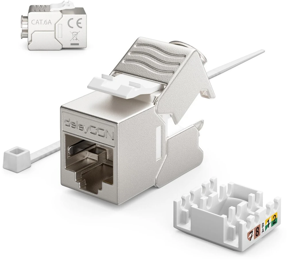 Deleycon 12x mini keystone cat 6a jack modulis, trumpa versija 30 mm (3 cm) ilgio, 10 gbps pilnai ekranuotas stp rj45 lizdo jungties pataisos kabelis, idealiai tinka cat7 cat6 cat6a tinklo kabelio lizdo pataisos skydeliui