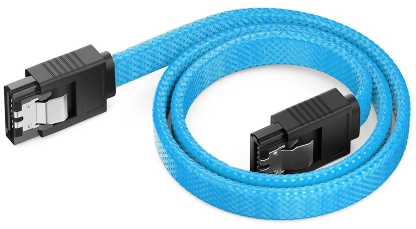 Deleycon 30 cm Sata 3 kabelis nailonas 6 Gbit/s duomenų kabelis Sata Iii jungiamasis kabelis Serial Ata jungiamasis kabelis pagrindinei plokštei ir kietajam diskui Hdd Ssd 2 S-ata L jungtis tiesus mėlynas