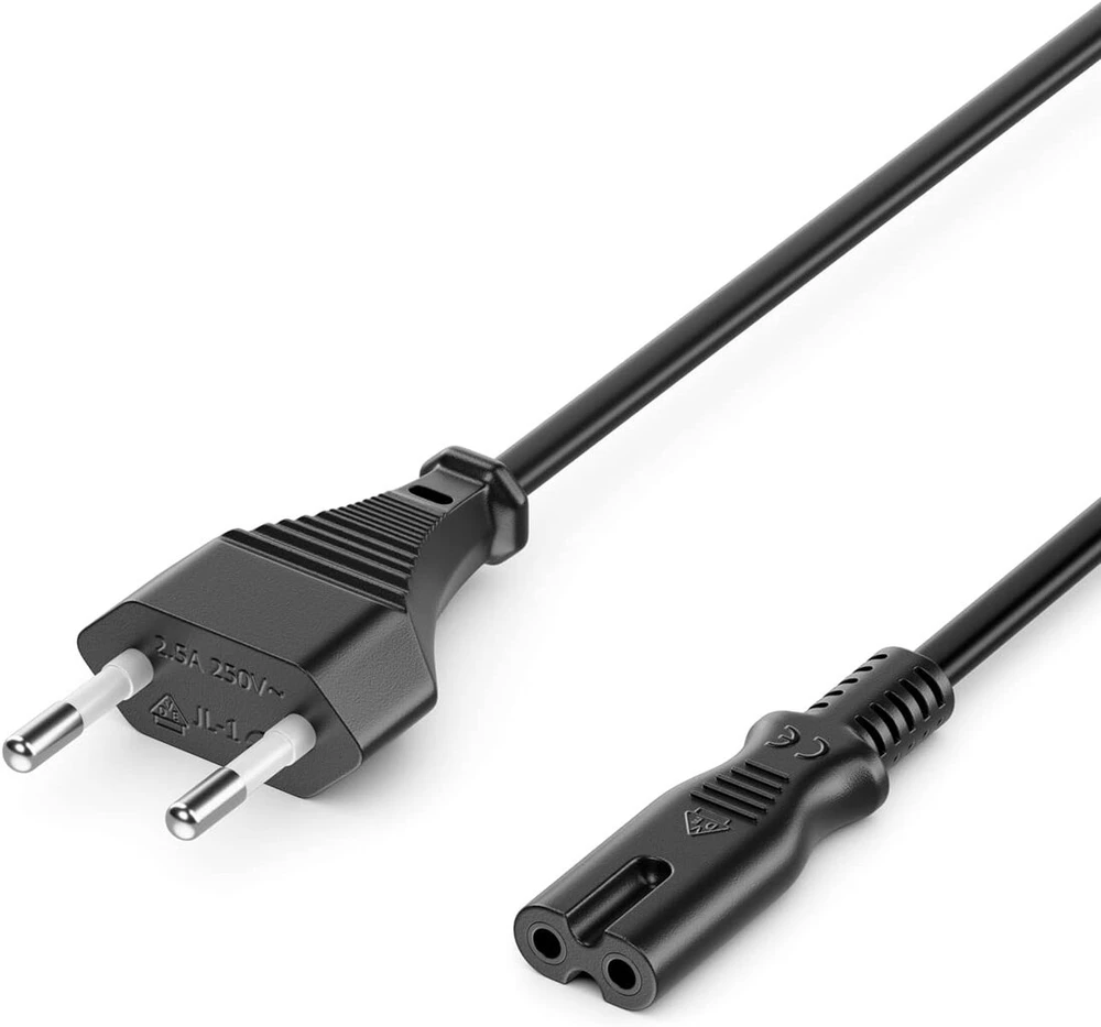 Deleycon 3.0 m maitinimo laidas, maitinimo laido kištukas C tipo, euro kištukas į C7 lizdą, euro maitinimo laidas, smulkios buitinės technikos laidas, euro 8, televizorius, „blu-ray“, buitiniai prietaisai, maitinimo šaltiniai, juodas