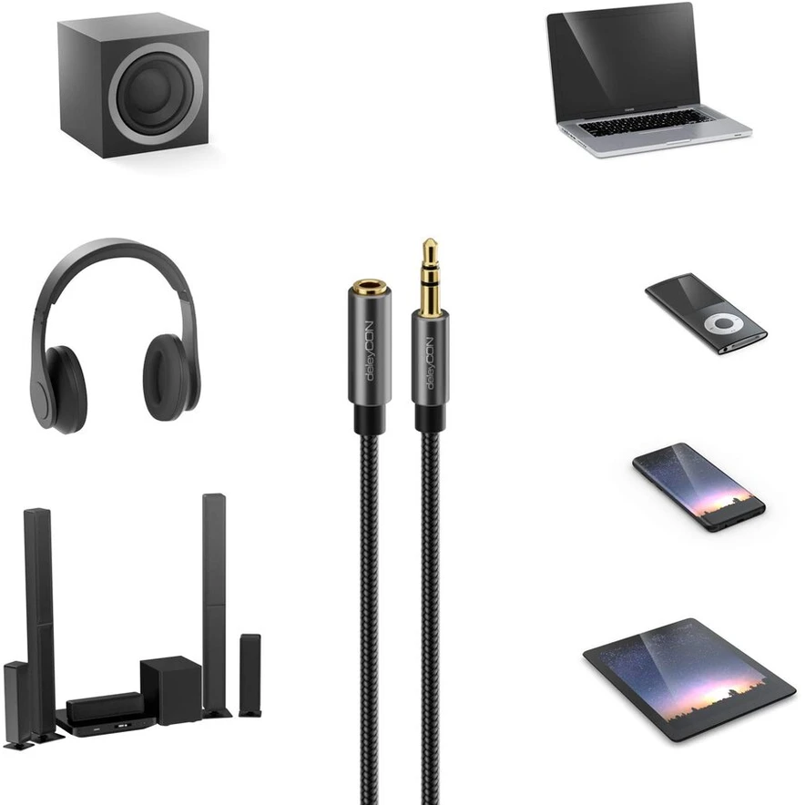 Deleycon 5m Aux prailginimo laidas 3.5mm stereo jungtis