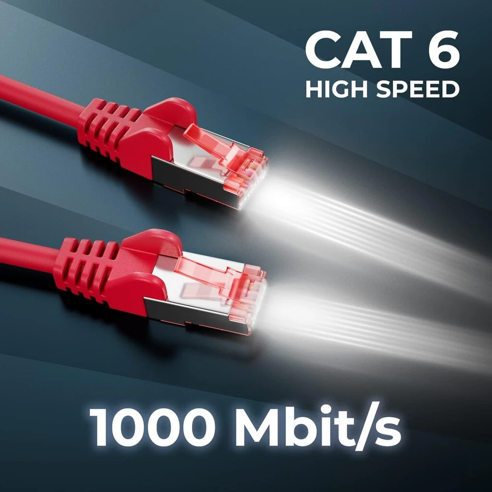 Deleycon Cat6 Patch kabelis S-ftp/pimf (įvairių spalvų) Cat. 6 tinklo kabelis. Ethernet tinklo kabelis [250–25 m] dvigubo ekranavimo, raudonas