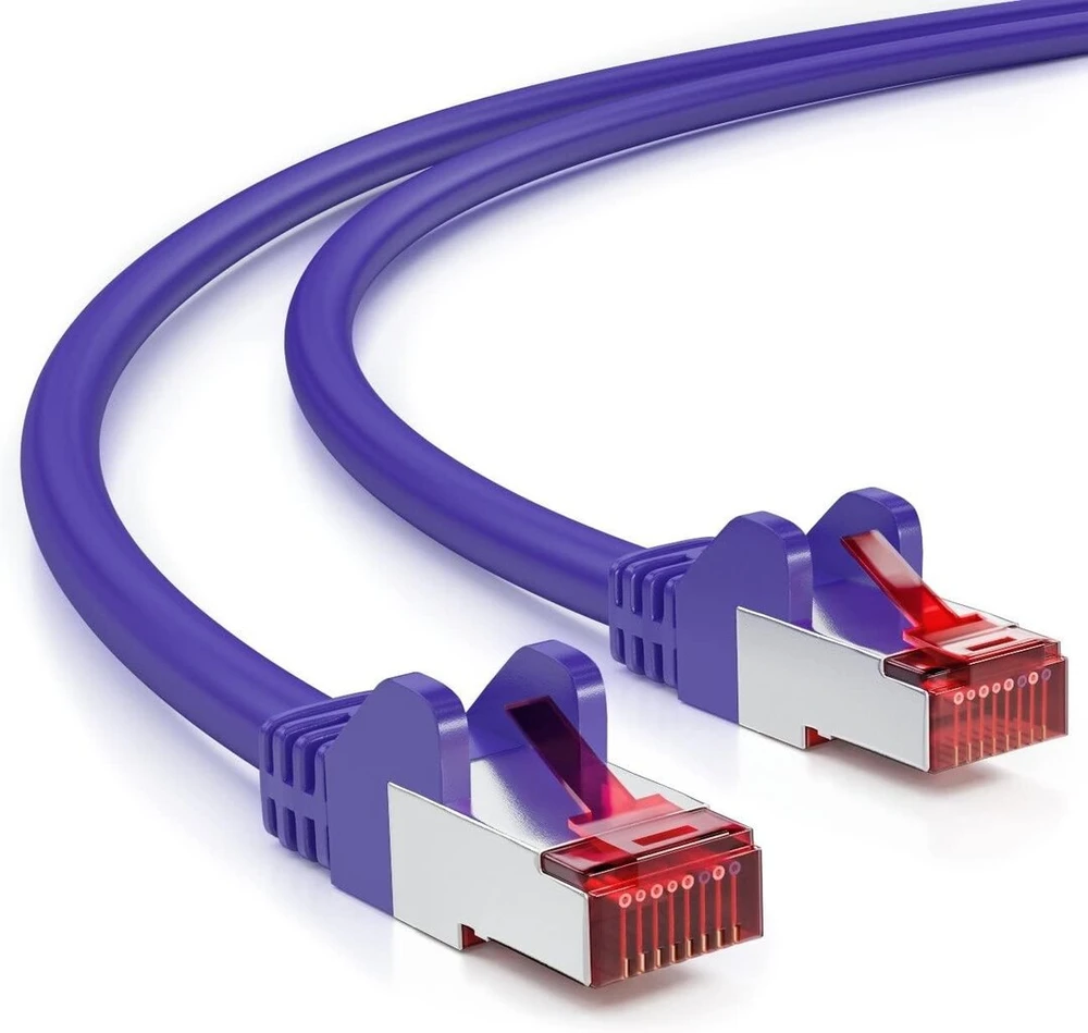 Deleycon Cat6 S-ftp/pimf Patch kabelis (įvairių spalvų) Cat. 6 tinklo kabelis. Ethernet tinklo kabelis [250–25 m] dvigubo ekranavimo, 1 m, violetinė / alyvinė