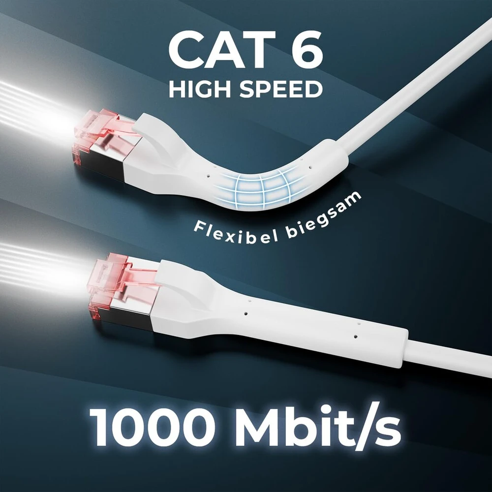 Deleycon Cat6a Slim tinklo kabelis 1m, 10 Gbit/s, baltas
