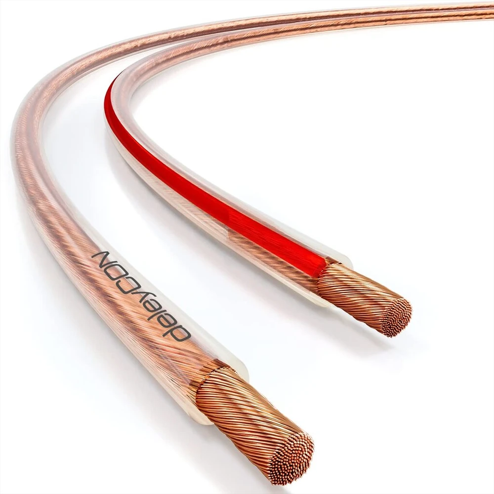 Deleycon Garsiakalbių kabelis 10m, 2x2.5mm², Ofc varis, skaidrus