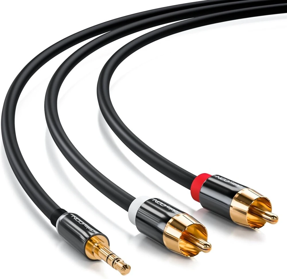 Deleycon Premium Hq stereo audio kabelio adapterio ilgiklis 0,5–5 metrų cinch metalinis paauksuotas