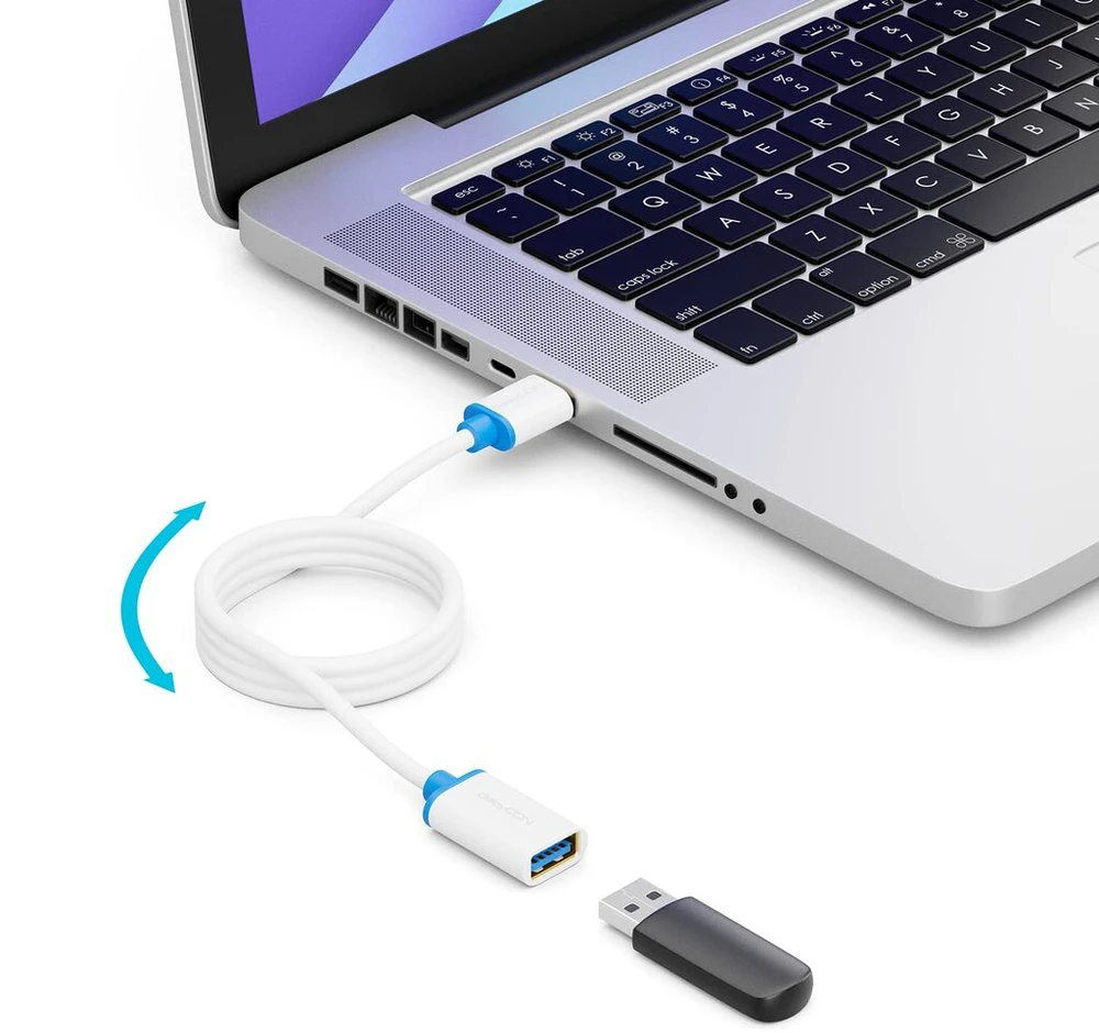 Deleycon Usb 3.0 prailginimo laidas, 2m, baltas/mėlynas