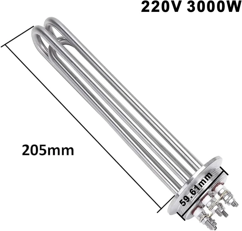 Dernord kaitinimo elementas Tri-clamp 220 V 3000 W Dn50 2 colių kaitinimo strypo vamzdžio flanšas nerūdijantis plienas su juodu